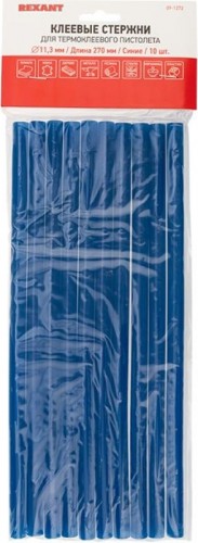 Стержни клеевые REXANT синие 11x270 мм, 10 шт. (хедер) 09-1272