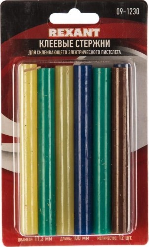 Стержни клеевые REXANT цветные 11x100 мм, 12 шт. 09-1230