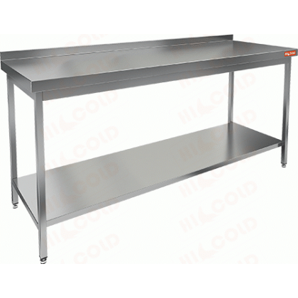 СТОЛ производственный пристенный с бортом и полкой HICOLD НСО-16/7БП 282669