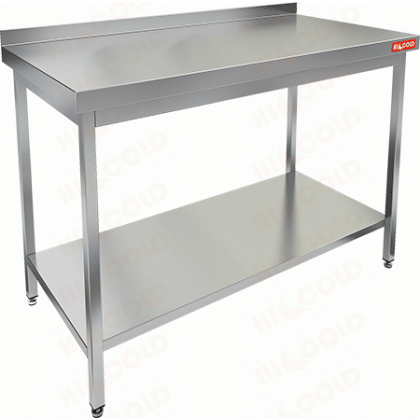 СТОЛ производственный пристенный с бортом и полкой HICOLD НСО-14/6БП 281113