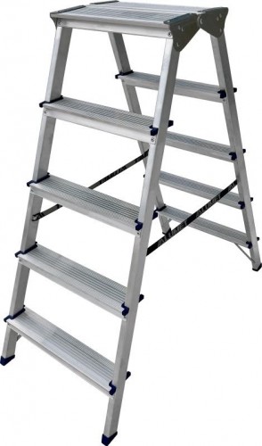 Стремянка алюминиевая АЛЮМЕТ ADK 6205 5 ступеней двухсторонняя, верхняя ступень 260 мм ADK6205