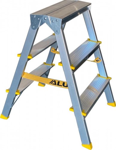 Стремянка алюминиевая АЛЮМЕТ APD 9203 3 ступени двухсторонняя анодированная APD9203