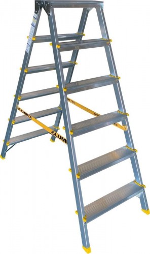 Стремянка алюминиевая АЛЮМЕТ APD 9206 6 ступеней двухсторонняя анодированная APD9206