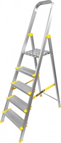 Стремянка алюминиевая АЛЮМЕТ АS 705 5 ступеней анодированная, ширина ступени 130 мм АS705