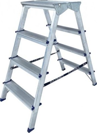 Стремянка алюминиевая АЛЮМЕТ ADK 6204 4 ступени двухсторонняя, верхняя ступень 260 мм ADK6204