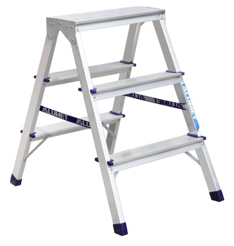 Стремянка алюминиевая АЛЮМЕТ AD 7203 3 ступени двухсторонняя AD7203