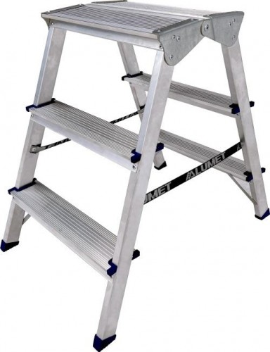 Стремянка алюминиевая АЛЮМЕТ ADK 6203 3 ступени двухсторонняя, верхняя ступень 260 мм ADK6203