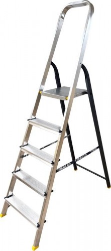 Стремянка алюминиевая АЛЮМЕТ АМS 7805 5 ступеней, со стальной задней ногой АМS7805