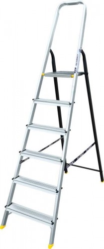Стремянка алюминиевая АЛЮМЕТ АМS 7806 6 ступеней, со стальной задней ногой АМS7806