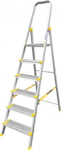Стремянка алюминиевая АЛЮМЕТ АS 706 6 ступеней анодированная, ширина ступени 130 мм АS706