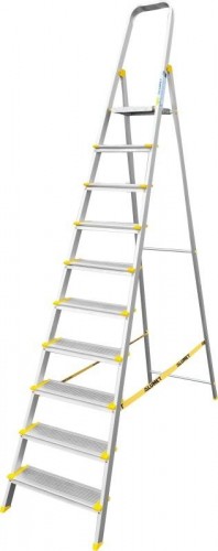 Стремянка алюминиевая АЛЮМЕТ АS 710 10 ступеней анодированная, ширина ступени 130 мм АS710