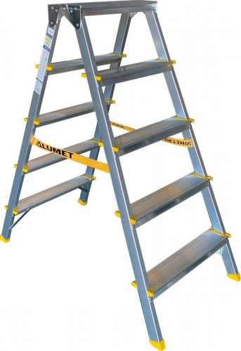 Стремянка алюминиевая АЛЮМЕТ APD 9205 5 ступеней двухсторонняя анодированная АРD 9205