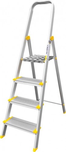 Стремянка алюминиевая АЛЮМЕТ АS 704 4 ступени анодированная, ширина ступени 130 мм АS704