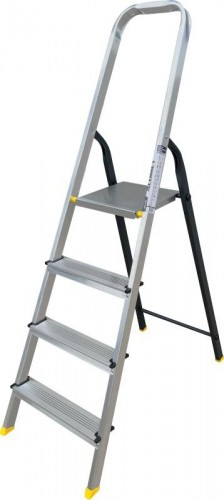Стремянка алюминиевая АЛЮМЕТ АМS 7804 4 ступени, со стальной задней ногой АМS7804