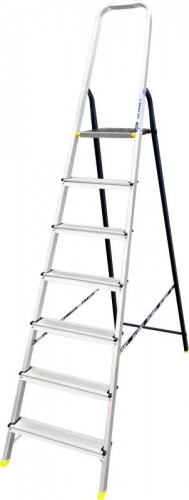 Стремянка алюминиевая АЛЮМЕТ АМS 7807 7 ступеней, со стальной задней ногой АМS7807
