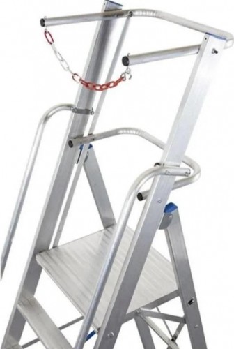 Стремянка алюминиевая KRAUSE STABILO  4 ступени на роликах, с поручнями и дугой безопасности 127488 - изображение 2