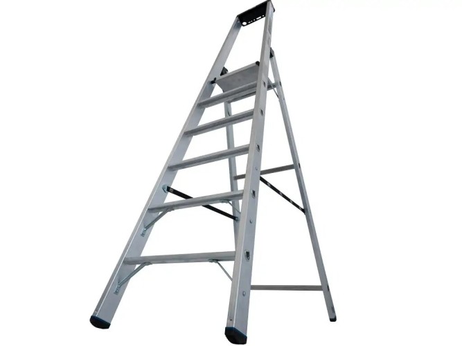 Стремянка алюминиевая KRAUSE STABILO 6 ступеней, 225 кг, высокая дуга 135049 - изображение 3