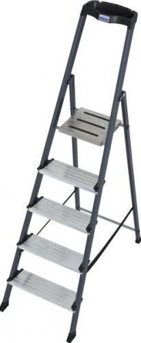 Стремянка алюминиевая KRAUSE MONTO SECURO 5 ступеней (анодированная) 126436