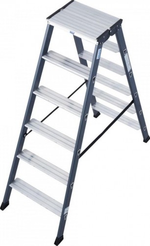 Стремянка алюминиевая KRAUSE MONTO SEPRO D 6 ступеней анодированная, двухсторонняя 125835