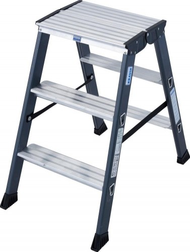 Стремянка алюминиевая KRAUSE MONTO SEPRO 3 ступеней анодированная, двухсторонняя  125804