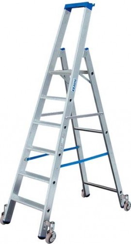 Стремянка алюминиевая KRAUSE STABILO  7 ступеней передвижная 124647