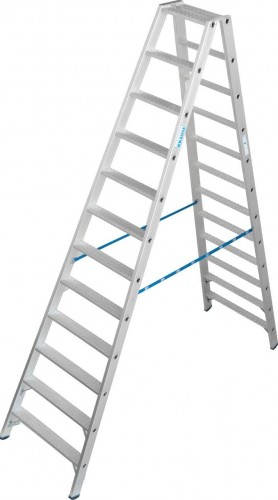 Стремянка алюминиевая KRAUSE STABILO R13 12 перфорированных ступеней, двухсторонняя 136220