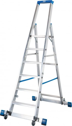 Стремянка алюминиевая KRAUSE STABILO  6 ступеней передвижная, с траверсой 127303