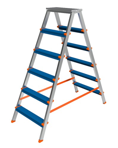 Стремянка алюминиевая Sarayli Color 6 ступеней двухсторонняя 3306
