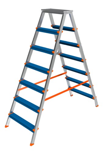 Стремянка алюминиевая Sarayli Color 7 ступеней двухсторонняя 3307