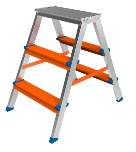 Стремянка алюминиевая Sarayli Color 3 ступени двухсторонняя 3303 - изображение 4