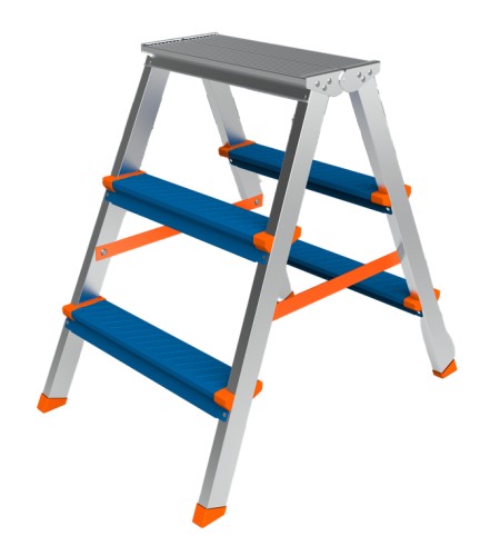 Стремянка алюминиевая Sarayli Color 3 ступени двухсторонняя 3303