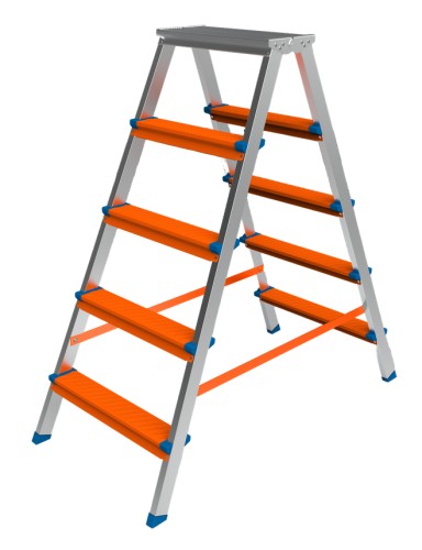 Стремянка алюминиевая Sarayli Color 5 ступеней двухсторонняя 3305 - изображение 4