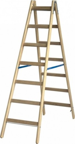 Стремянка деревянная KRAUSE 7 перекладин, двухсторонняя 170279