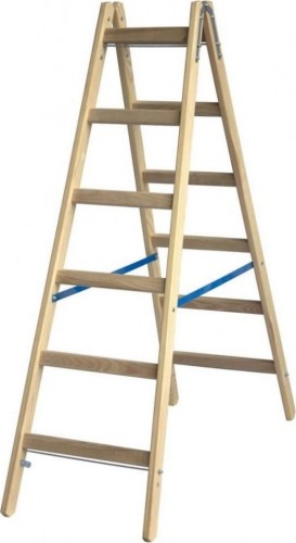Стремянка деревянная KRAUSE 6 перекладин, двухсторонняя 170262