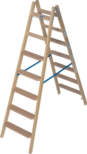 Стремянка деревянная KRAUSE 7 ступеней/перекладин, двухсторонняя 818348