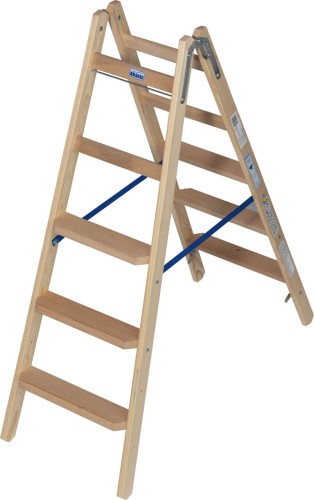 Стремянка деревянная KRAUSE 5 ступеней/перекладин, двухсторонняя 818324