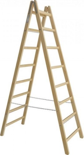 Стремянка деревянная KRAUSE  8 перекладин, двухсторонняя 170101