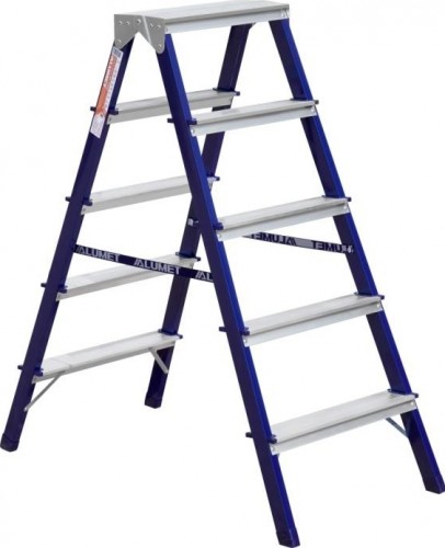 Стремянка стальная АЛЮМЕТ MD 8205 5 ступеней двухсторонняя MD8205
