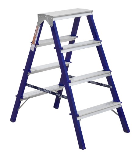 Стремянка стальная АЛЮМЕТ MD 8204 4 ступени двухсторонняя MD8204