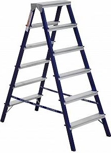 Стремянка стальная АЛЮМЕТ MD 8206 6 ступеней двухсторонняя MD8206