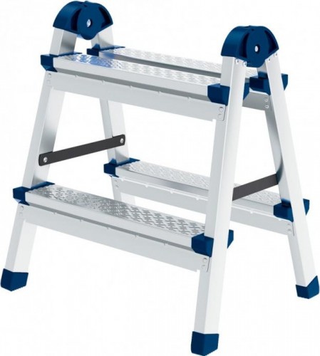 Стремянка стальная СИБРТЕХ 2 ступени двухсторонняя 97982