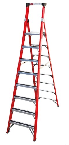 Стремянка стеклопластиковая АЛЮМЕТ FGP 208 8 ступеней, с органайзером FGP208