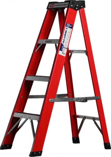 Стремянка стеклопластиковая АЛЮМЕТ SF 1003 3 ступени, с органайзером SF1003