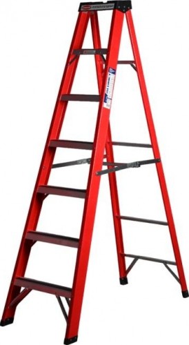 Стремянка стеклопластиковая АЛЮМЕТ SF 1006 6 ступеней, с органайзером SF1006