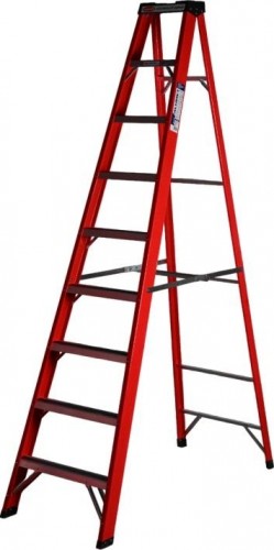 Стремянка стеклопластиковая АЛЮМЕТ SF 1008 8 ступеней, с органайзером SF1008