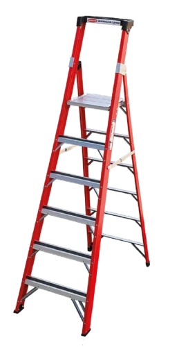 Стремянка стеклопластиковая АЛЮМЕТ FGP 206 6 ступеней, с органайзером FGP206