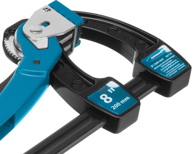 Струбцина быстрозажимная GROSS 20719 реечная, рычажный храповый механизм, 8"/200 мм - изображение 3