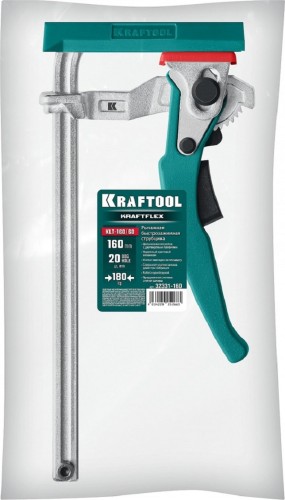 Струбцина быстрозажимная KRAFTOOL KRAFTFLEX,  KLT-160, 160/60 мм универсальная, цельнокованая, рычажная в T-track - изображение 2