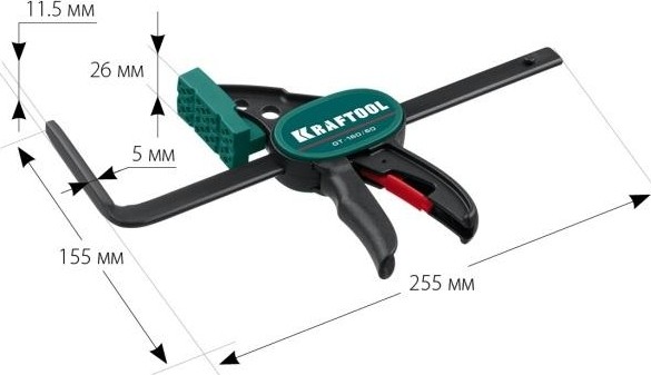 Струбцина быстрозажимная KRAFTOOL GT 160 мм универс. для направ. шин 32237 - изображение 3