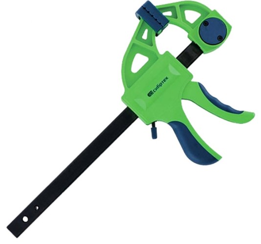 Струбцина быстрозажимная СИБРТЕХ 150х70х360 мм пластиковый корпус, фиксатор, двух-ная рукоятка 20563